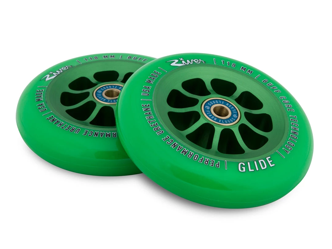 River Wheel Co Glides Scooter Wheels 24x110 - Emerald Green 1 River Wheel Co Glides Scooter Wheels 24x110 - Emerald Green