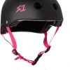 S One Helmets S1 S One Lifer Scooter Helmet Matte Black Pink Straps Adult Large